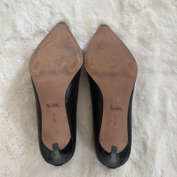 👠 COACH Black Studded Pointed Toe Leather High Heel Pumps Size 8 - Picture 13 of 15